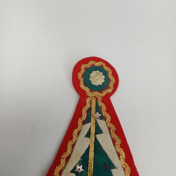 MCM Christmas Ornament Set Of 2 Felt Tree & Mittens Made In Japan 1950s - Picture 2 of 8